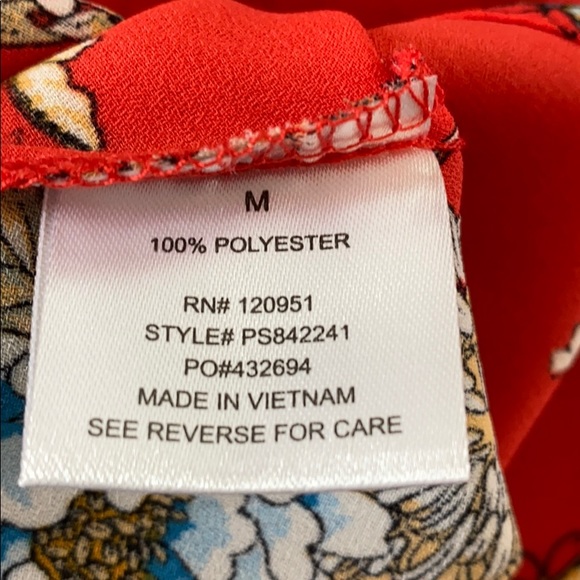 NWOT Pink Rose M Red Floral Rouched Tank Top - Picture 7 of 7